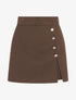 Jupe-short fendue à boutons décoratifs - Marron - 1
