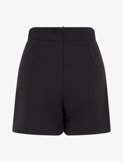 Jupe-short fendue à boutons décoratifs - Noir - 2