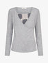 Pull fin à empiècement imprimé marguerites stylisées - Gris - 1