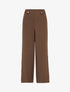 Pantalon ample taille haute à boutons décoratifs - Marron - 1