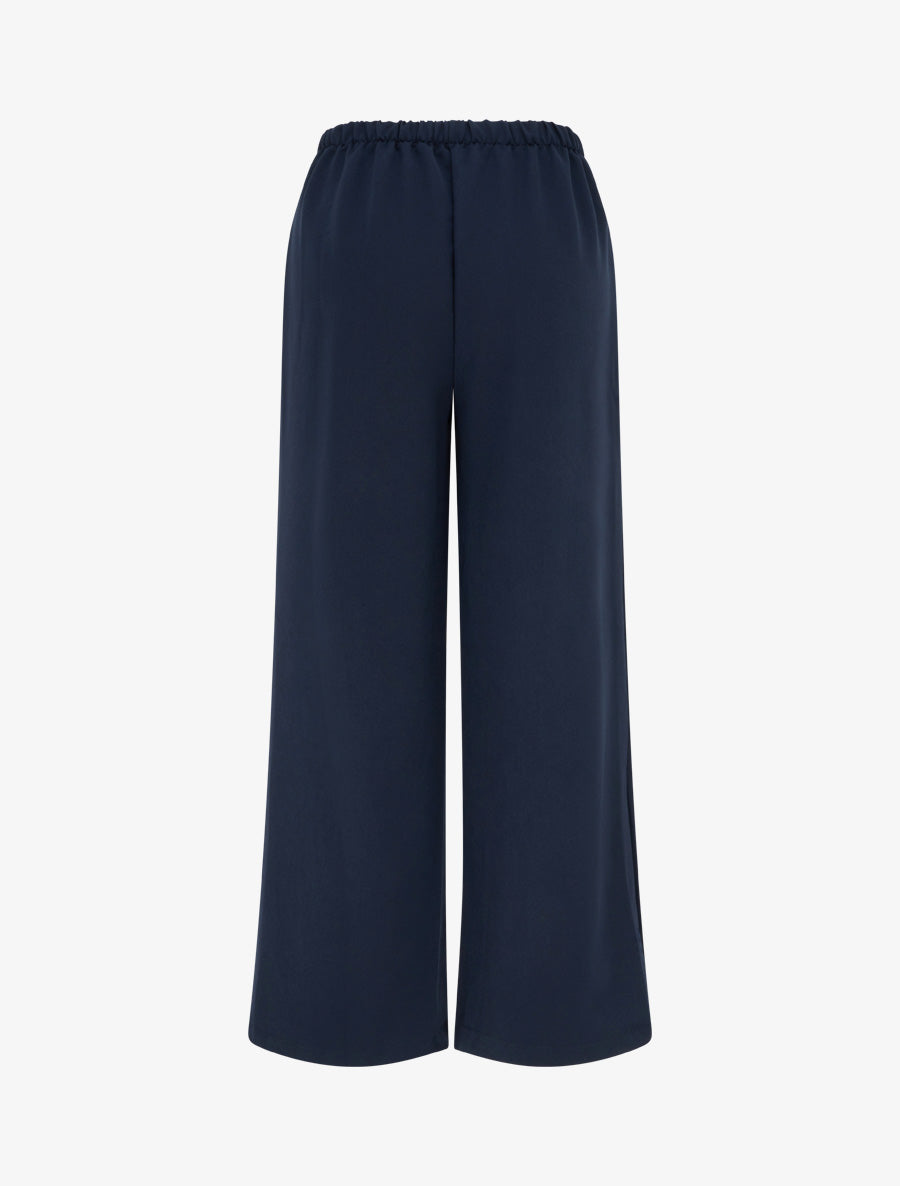 Pantalon taille haute à boutons et chaîne - Marine - 2