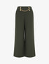 Pantalon taille haute à boutons et chaîne - Kaki - 1