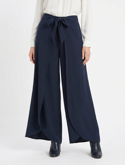 Hose mit hoher Taille und weitem Schnitt - Marine