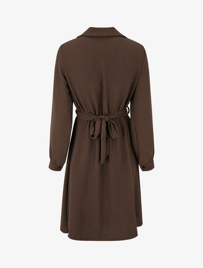 Robe chemise à pan à nouer - Marron - 2