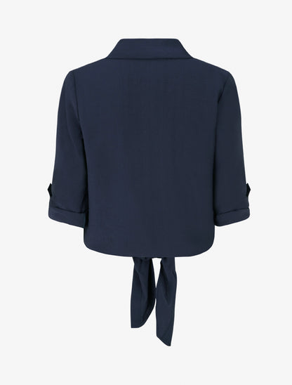 Chemise unie à nouer - Marine - 2