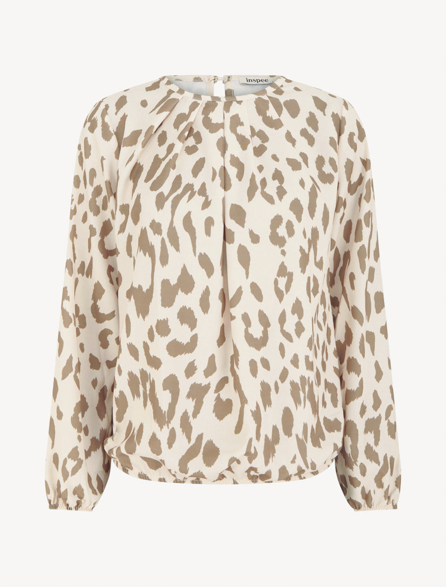 Blouse imprimé vache à col rond - Taupe - 1