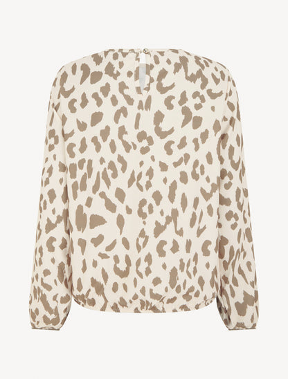 Blouse imprimé vache à col rond - Taupe - 2