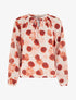 Blouse en voile imprimé floral coupe boule - Orange foncé - 1