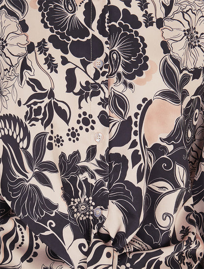 Chemise fluide à nouer imprimé fleuri - Noir - 3