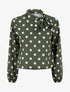 Top boule satiné à noeud et imprimé pois - Kaki - 1