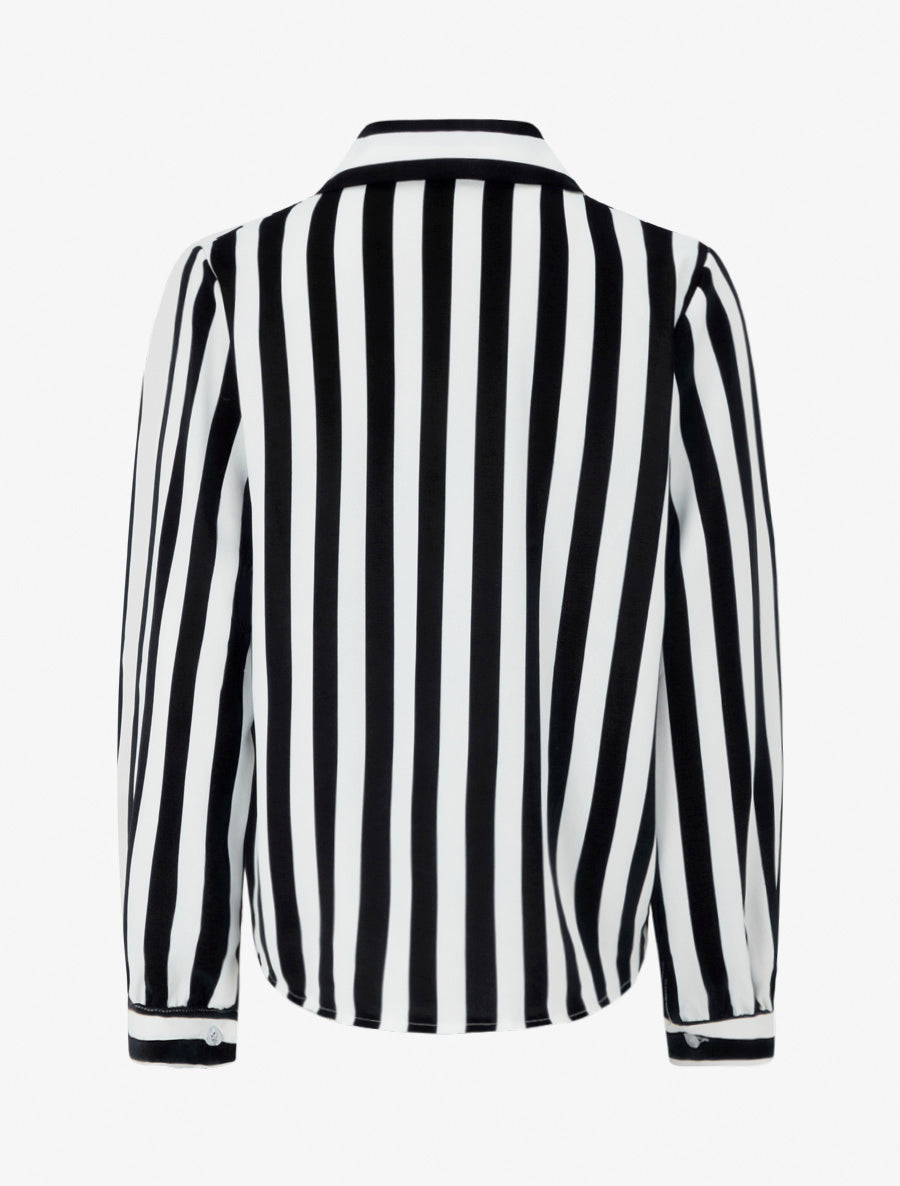 Blouse style chemise à rayures - Noir - 2