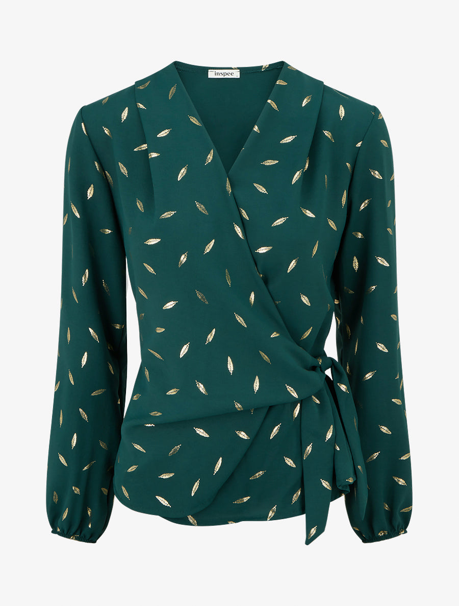 Top style portefeuille à plumes irisées - Vert sapin - 1