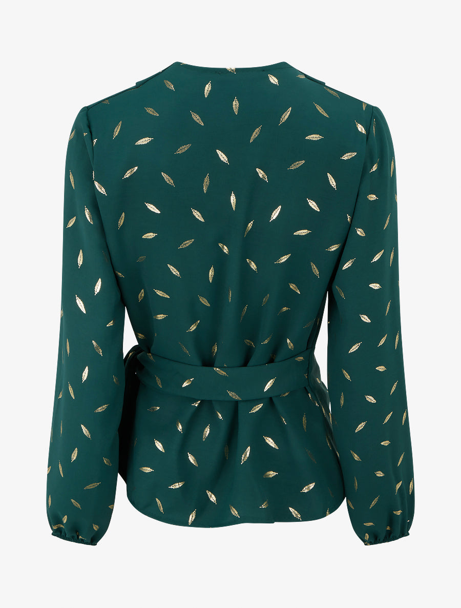 Top style portefeuille à plumes irisées - Vert sapin - 2
