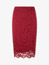 Jupe crayon en dentelle à taille haute - Rouge - 1