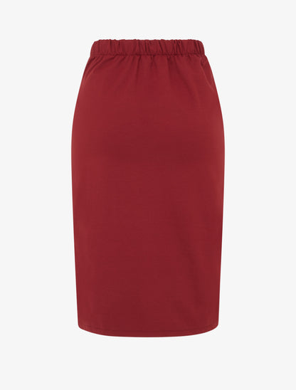 Jupe midi style portefeuille à bijou effet nacré - Bordeaux - 2