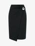 Jupe midi style portefeuille à bijou effet nacré - Noir - 1