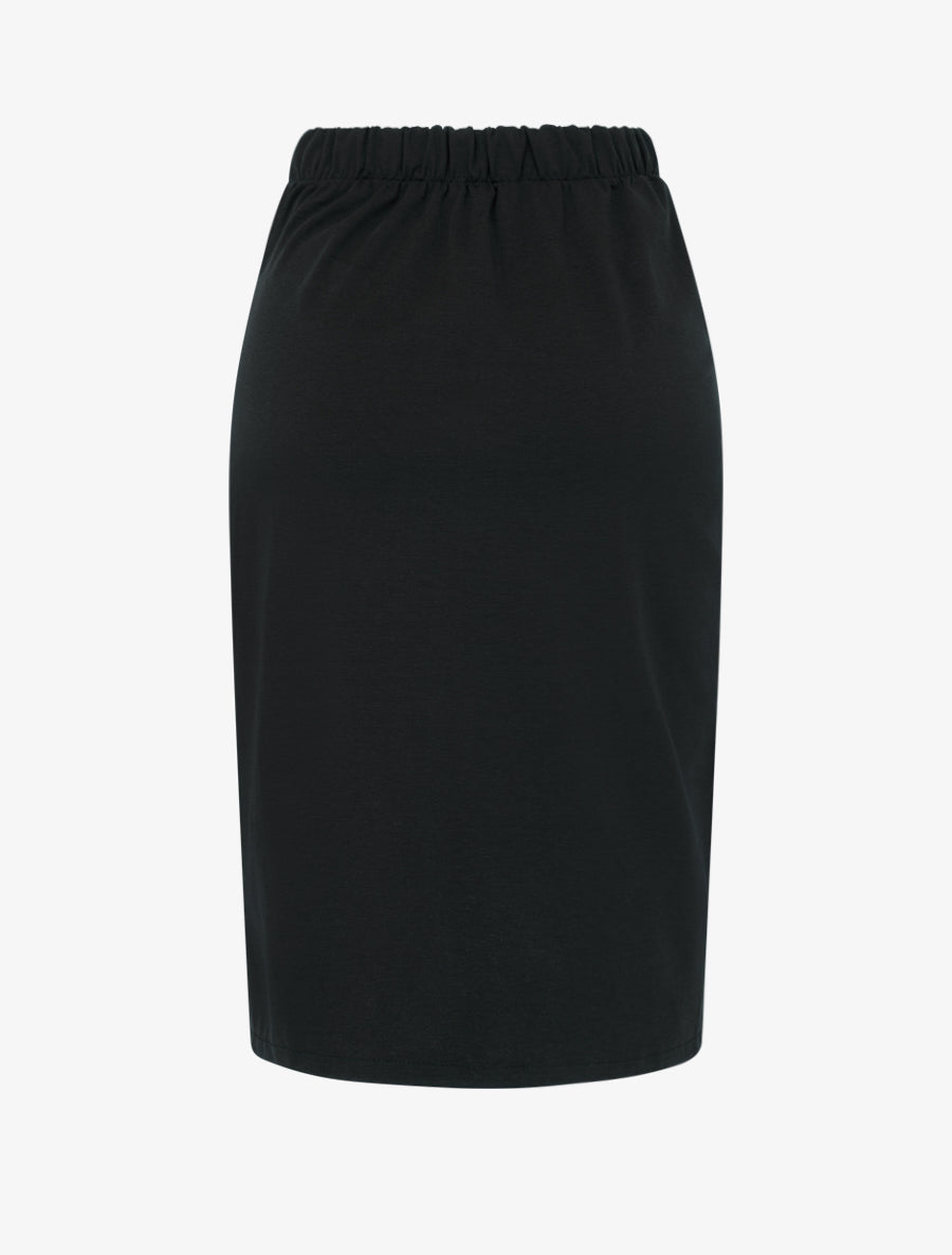 Jupe midi style portefeuille à bijou effet nacré - Noir - 2