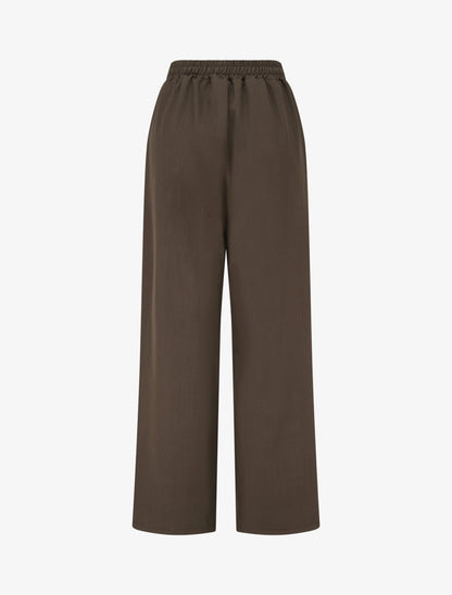 Pantalon ample taille haute à bijou fantaisie - Marron - 2