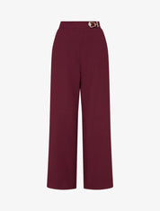 Weit geschnittene Hose mit hoher Taille und Schmuckverzierung. - Weinrot