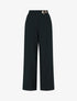 Pantalon ample taille haute à bijou fantaisie - Noir - 1