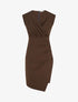 Robe sans manches style portefeuille à effet drapé - Marron - 1