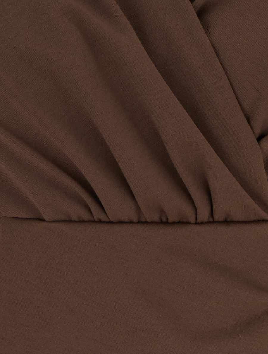 Robe sans manches style portefeuille à effet drapé - Marron - 3
