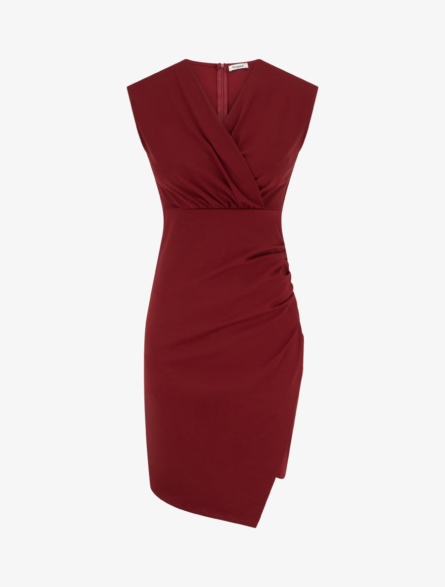 Robe sans manches style portefeuille à effet drapé - Bordeaux - 1