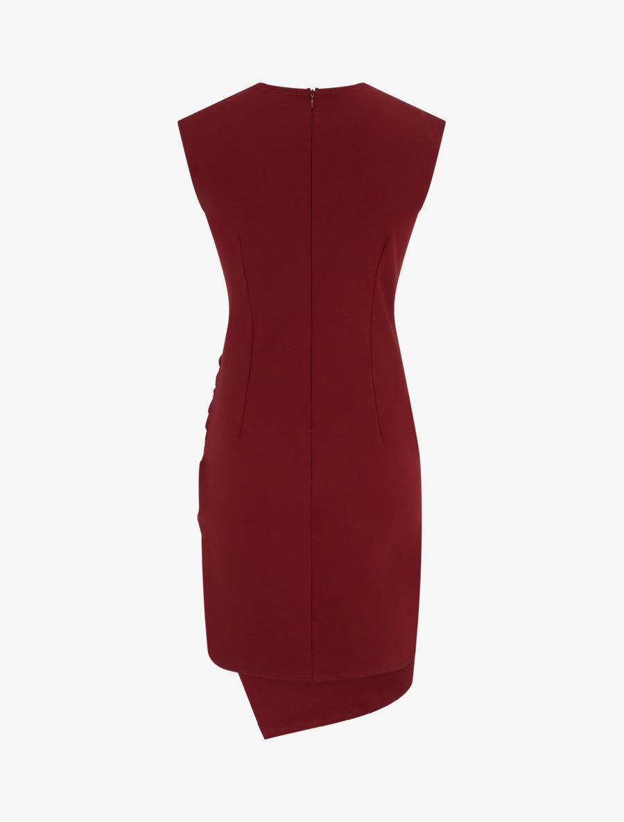 Robe sans manches style portefeuille à effet drapé - Bordeaux - 2