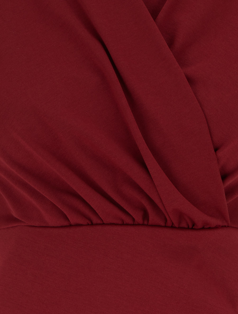 Robe sans manches style portefeuille à effet drapé - Bordeaux - 3