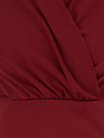 Robe sans manches style portefeuille à effet drapé - Bordeaux - 3