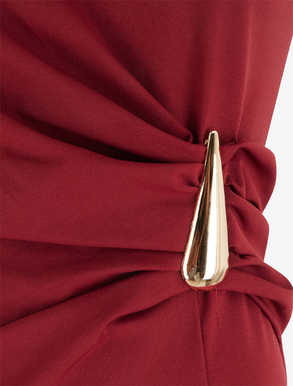 Robe sans manches effet drapé - Bordeaux - 3