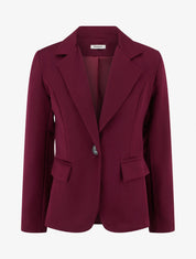 Blazer uni à col cranté - Lie de vin - 1