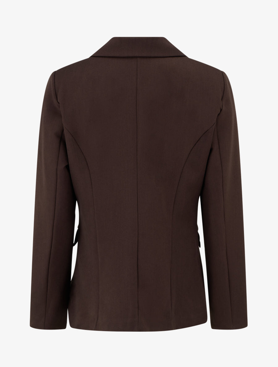 Blazer uni à col cranté - Marron - 2