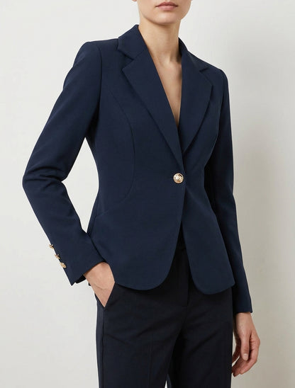 Taillierter Blazer mit einem Knopf und Schulterpolstern - Marine