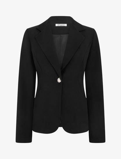 Blazer cintré à un bouton et épaulettes - Noir - 1