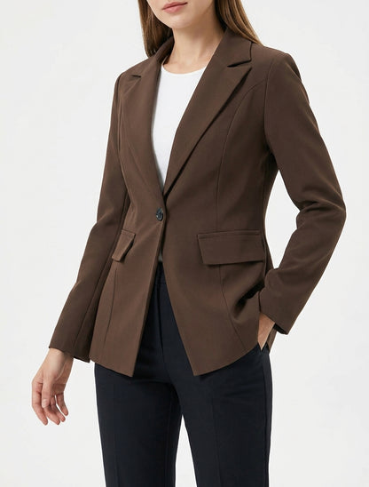 Klassisches Blazer mit Schulterpolstern - Braun