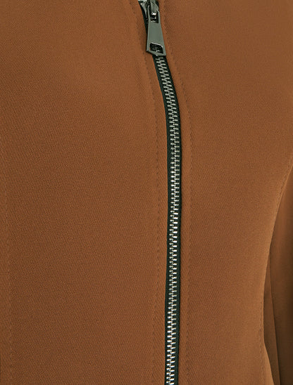 Veste cintrée à épaulettes et zip - Camel - 3