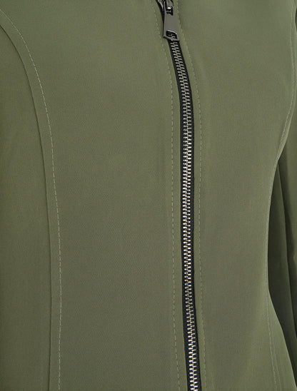 Veste cintrée à épaulettes et zip - Kaki - 3