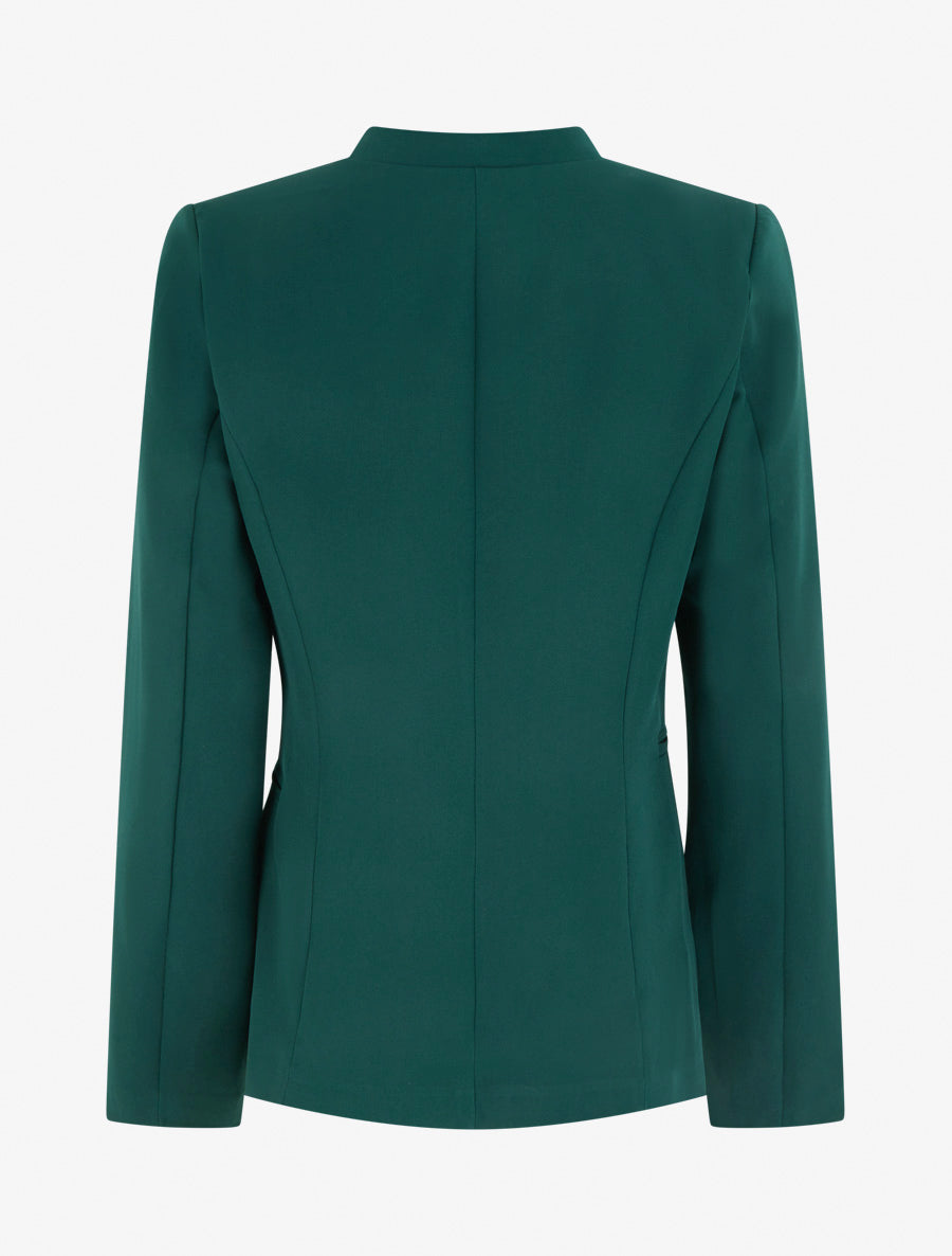 Veste ouverte à col cranté et épaulettes - Vert foncé - 2