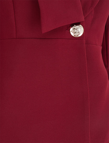 Blazer uni à col droit stylisé - Bordeaux - 3