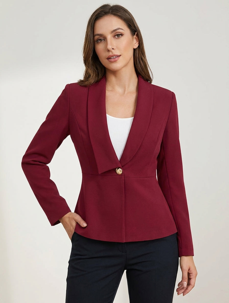 Einfarbiger Blazer mit stilisiertem Stehkragen - Bordeaux