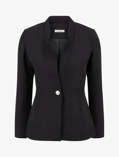Blazer uni à fermeture boutonné - Noir - 1
