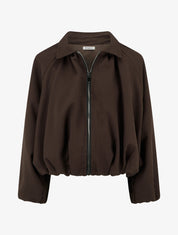 Bomber uni à bords élastiqués - Marron - 1