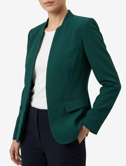 Gerade geschnittener Blazer mit Schulterpolstern - Tannengrün