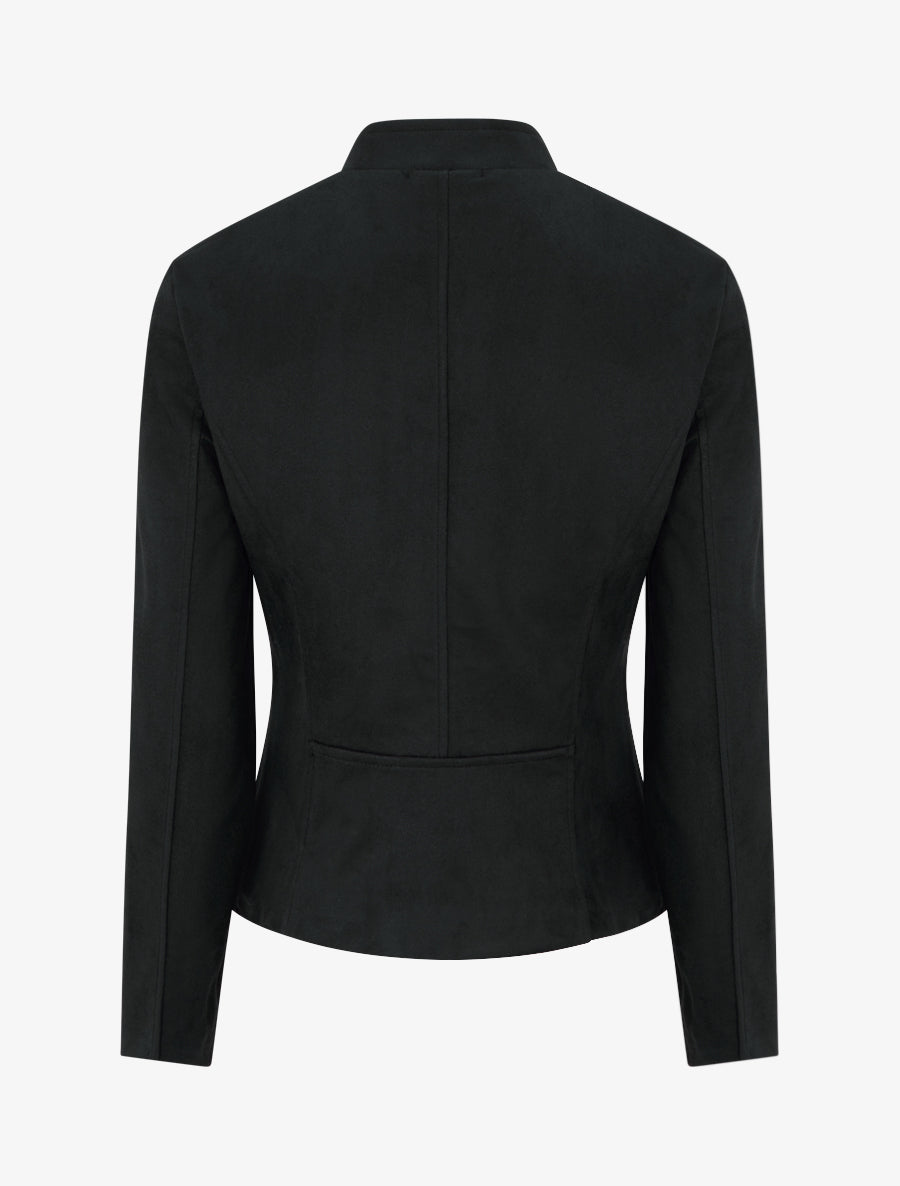 Veste en suédine à col montant et zip - Noir - 2
