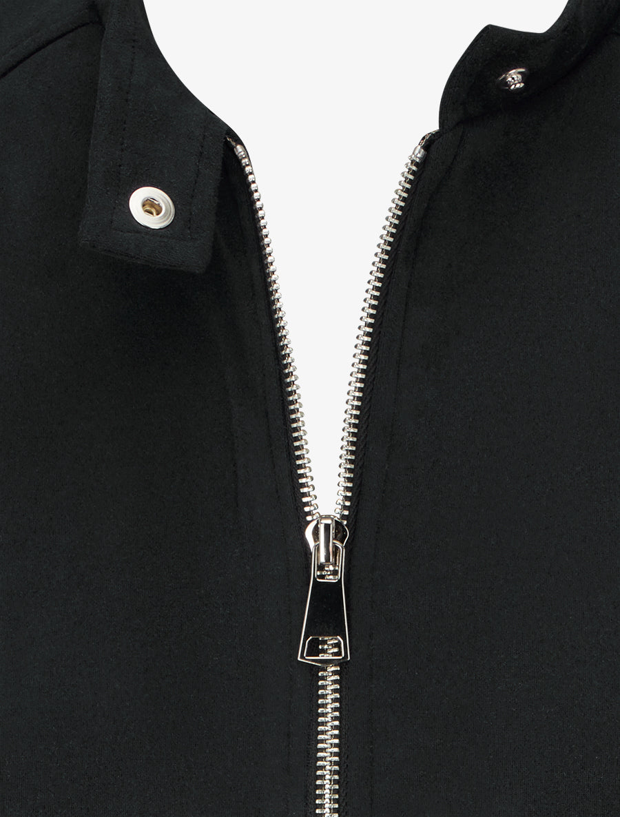 Veste en suédine à col montant et zip - Noir - 3