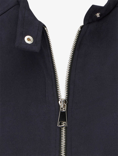 Veste en suédine à col montant et zip - Marine - 3