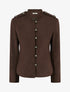 Veste en suédine boutonnée style officier - Marron - 1