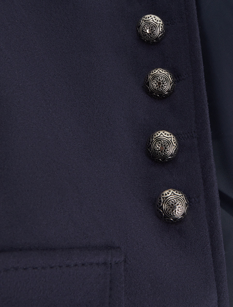 Veste en suédine style officier - Marine - 3