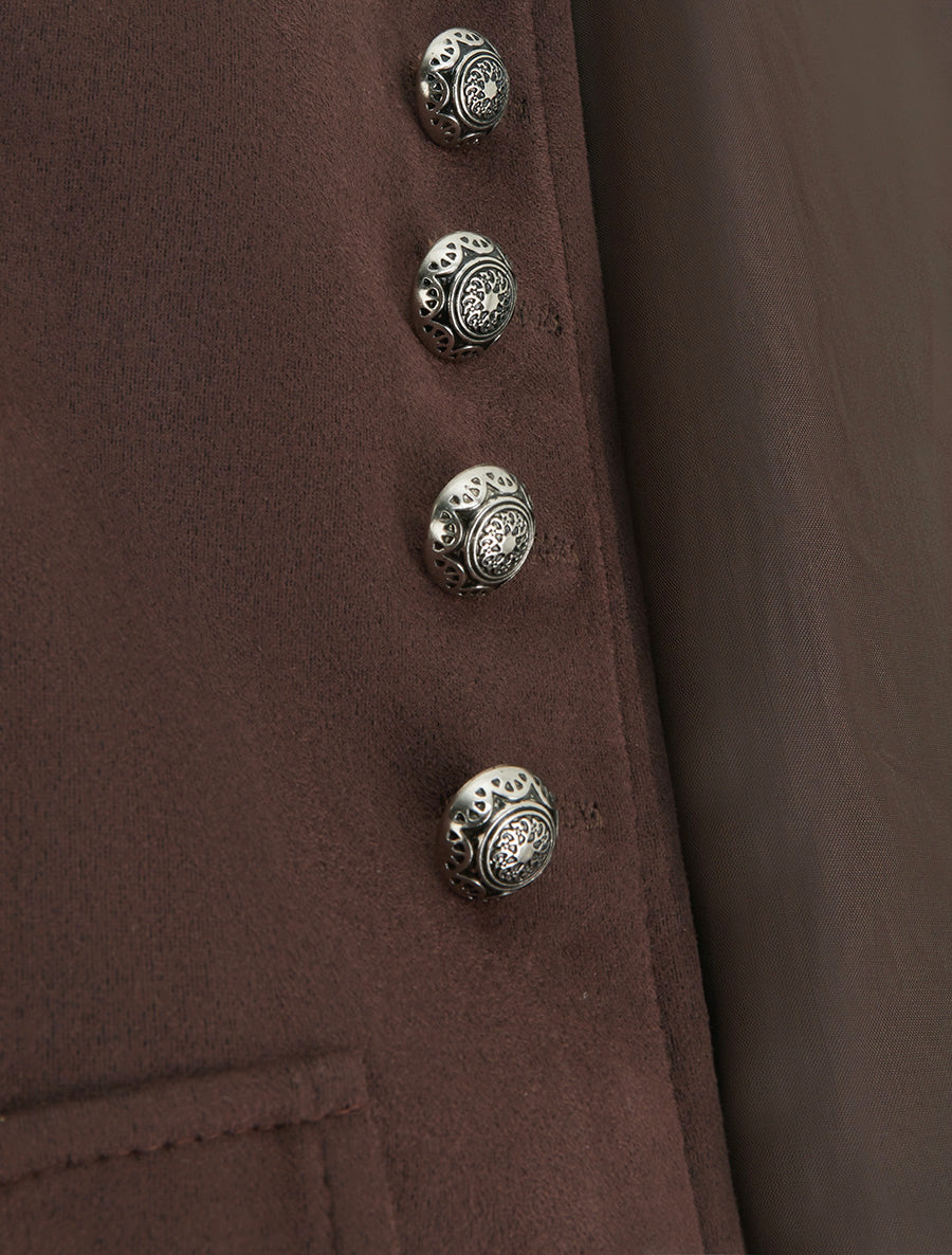 Veste en suédine style officier - Marron - 3